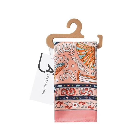 Vintage Look Pattern Printed Square Scarf Pink - Picture 5 of 8